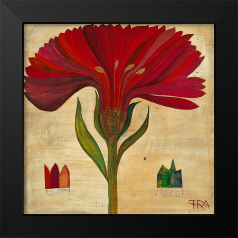 Gerbera Black Modern Wood Framed Art Print by Richter-Armgart, Rose