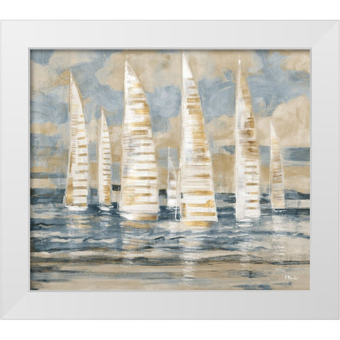 Regatta Collage - Gold White Modern Wood Framed Art Print by Brent, Paul