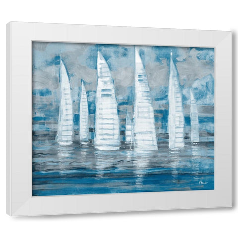 Regatta Collage - Blue White Modern Wood Framed Art Print by Brent, Paul