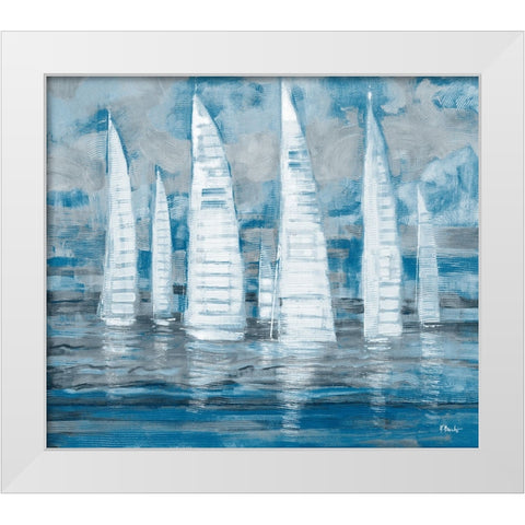 Regatta Collage - Blue White Modern Wood Framed Art Print by Brent, Paul