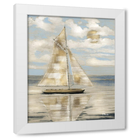 Serene Sailboat I - Gold White Modern Wood Framed Art Print by Brent, Paul