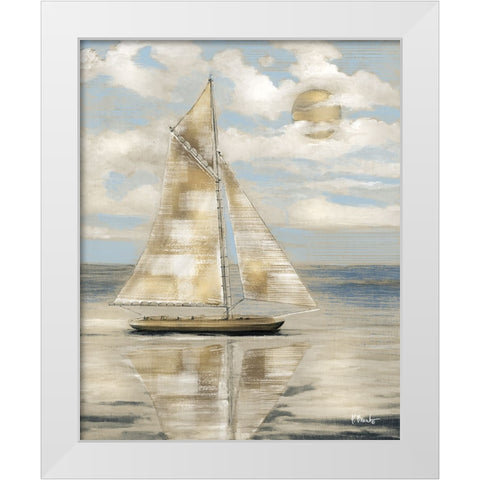 Serene Sailboat I - Gold White Modern Wood Framed Art Print by Brent, Paul