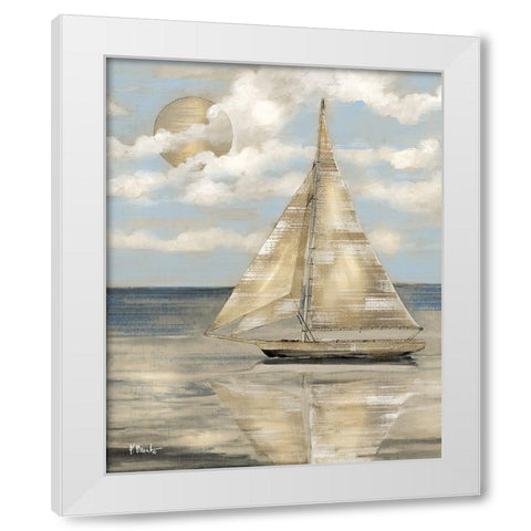 Serene Sailboat II - Gold White Modern Wood Framed Art Print by Brent, Paul