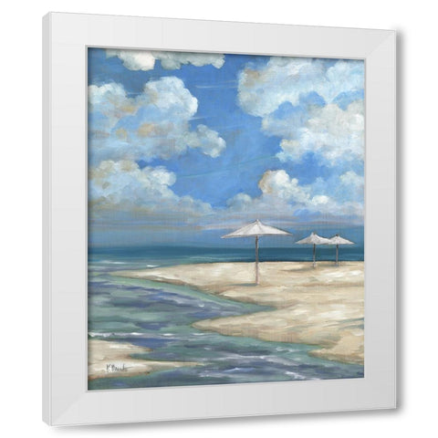 Umbrella Beachscape - White White Modern Wood Framed Art Print by Brent, Paul