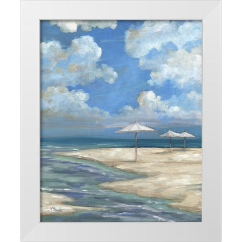 Umbrella Beachscape - White White Modern Wood Framed Art Print by Brent, Paul