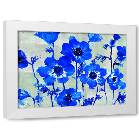 Amalfi Anemones - Blue White Modern Wood Framed Art Print by Brent, Paul