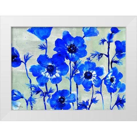 Amalfi Anemones - Blue White Modern Wood Framed Art Print by Brent, Paul