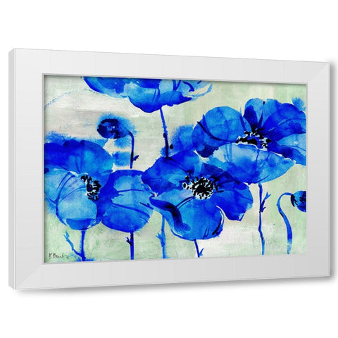 Amalfi Poppies - Blue White Modern Wood Framed Art Print by Brent, Paul