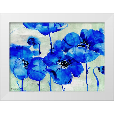 Amalfi Poppies - Blue White Modern Wood Framed Art Print by Brent, Paul