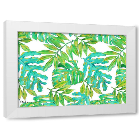 Hawaii Leaves Horizontal - White White Modern Wood Framed Art Print by Brent, Paul