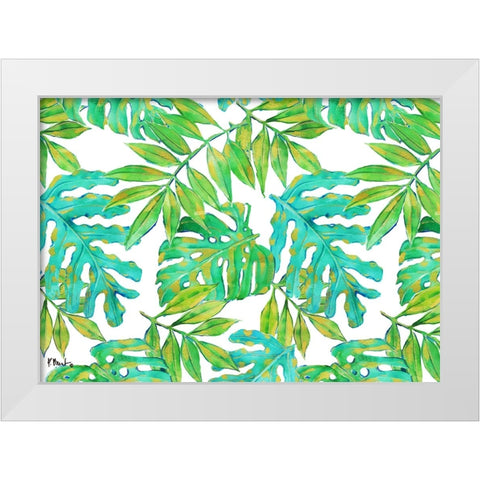Hawaii Leaves Horizontal - White White Modern Wood Framed Art Print by Brent, Paul