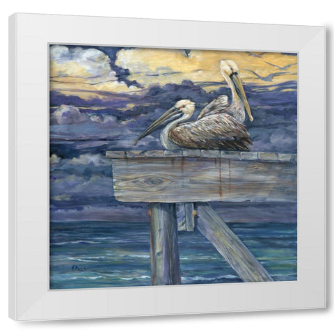 Pelican Dock White Modern Wood Framed Art Print by Brent, Paul