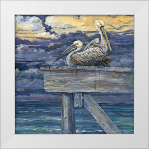 Pelican Dock White Modern Wood Framed Art Print by Brent, Paul