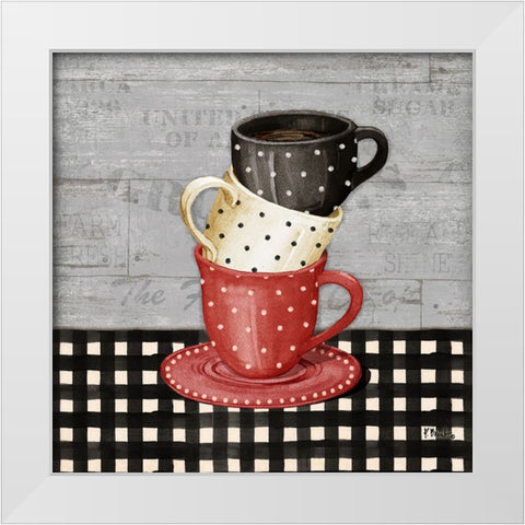 Farmhouse Coffee Cups I - Gray White Modern Wood Framed Art Print by Brent, Paul