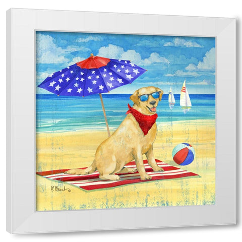 Summer Sun Yellow Lab White Modern Wood Framed Art Print by Brent, Paul