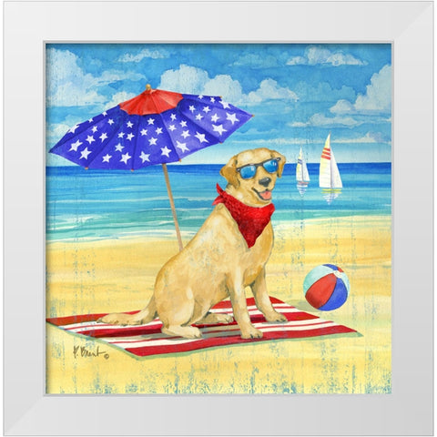 Summer Sun Yellow Lab White Modern Wood Framed Art Print by Brent, Paul
