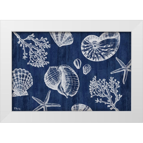 Saint Tropez Shells Horizontal - Indigo White Modern Wood Framed Art Print by Brent, Paul
