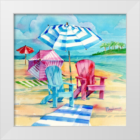 Ventura Beach Square IV White Modern Wood Framed Art Print by Brent, Paul