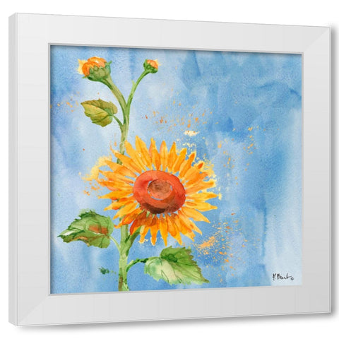 Arianna Sunflowers I - Sky Blue White Modern Wood Framed Art Print by Brent, Paul