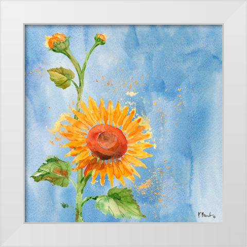Arianna Sunflowers I - Sky Blue White Modern Wood Framed Art Print by Brent, Paul