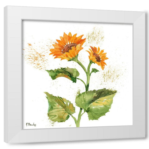 Arianna Sunflowers II - White White Modern Wood Framed Art Print by Brent, Paul