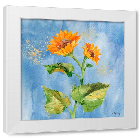 Arianna Sunflowers II - Sky Blue White Modern Wood Framed Art Print by Brent, Paul