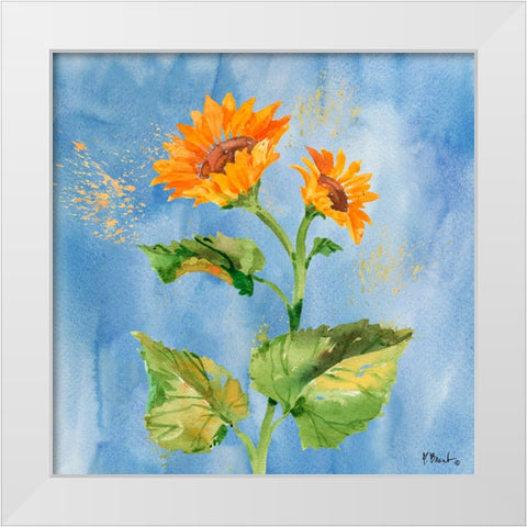 Arianna Sunflowers II - Sky Blue White Modern Wood Framed Art Print by Brent, Paul