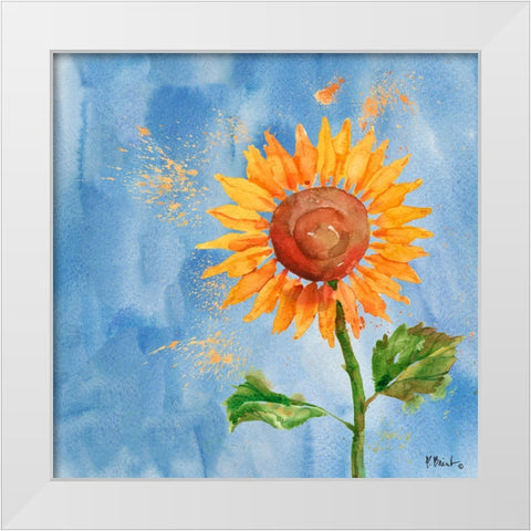Arianna Sunflowers III - Sky Blue White Modern Wood Framed Art Print by Brent, Paul