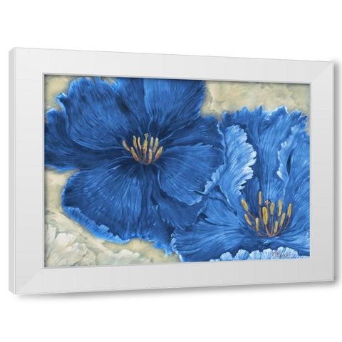 Floral Explosion - Blue White Modern Wood Framed Art Print by Brent, Paul