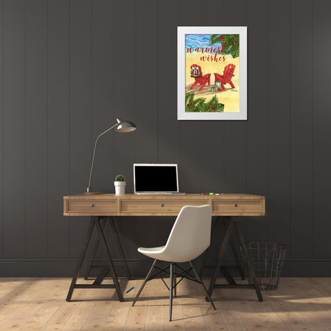 Holiday Adirondack Chairs - Vertical White Modern Wood Framed Art Print by Brent, Paul