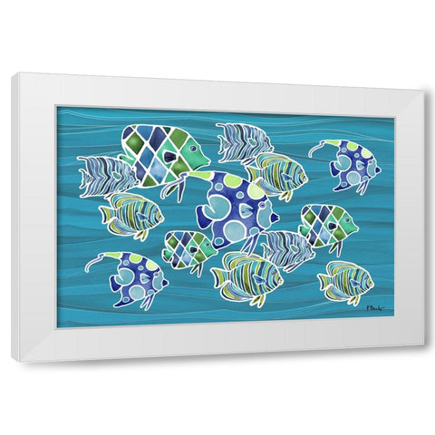 Tahiti Blues - Horizontal - Azul White Modern Wood Framed Art Print by Brent, Paul
