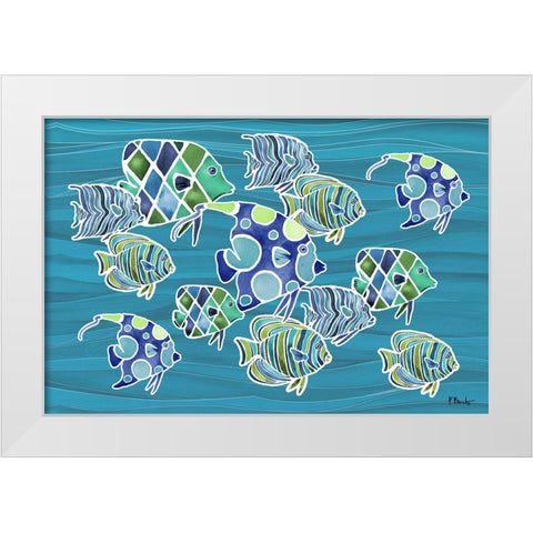 Tahiti Blues - Horizontal - Azul White Modern Wood Framed Art Print by Brent, Paul