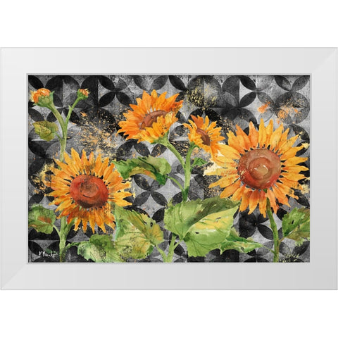 Arianna Sunflowers Horizontal - Moroccan White Modern Wood Framed Art Print by Brent, Paul