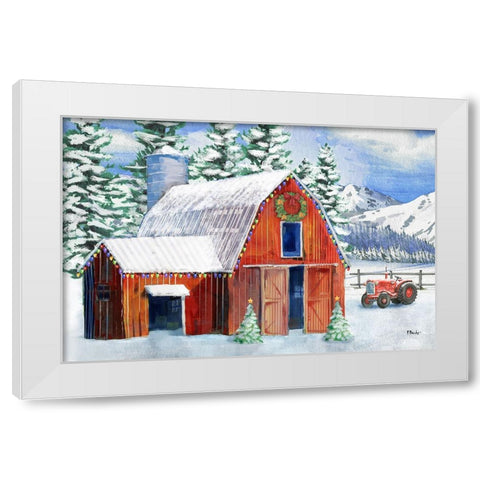 Holiday Homeland Barns I - Scenic White Modern Wood Framed Art Print by Brent, Paul