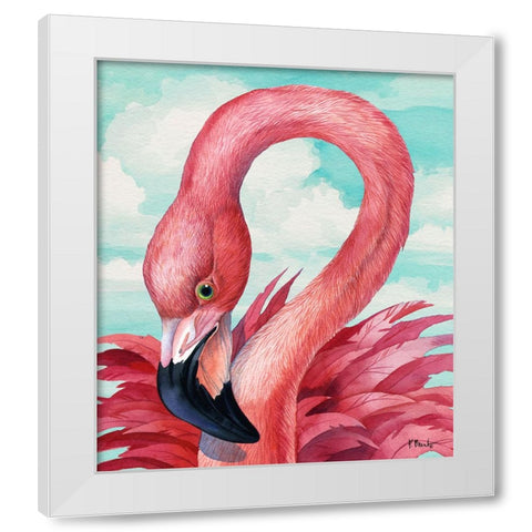 Fab Flamingo White Modern Wood Framed Art Print by Brent, Paul