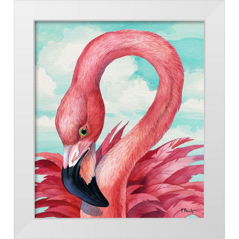 Fab Flamingo White Modern Wood Framed Art Print by Brent, Paul