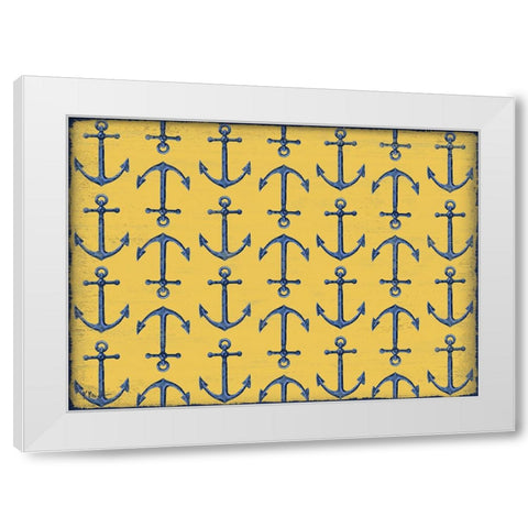 Sunny Nautical Repeat - Yellow White Modern Wood Framed Art Print by Brent, Paul