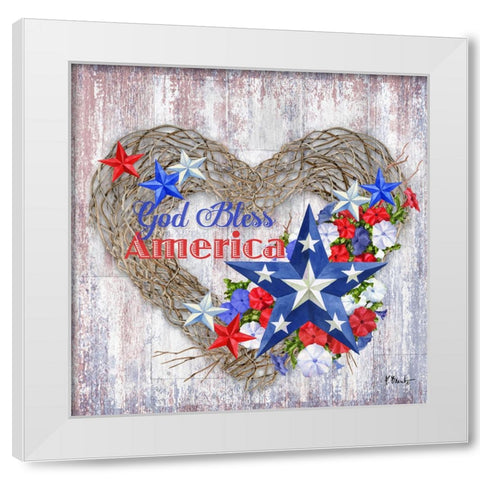Patriotic Wreath I White Modern Wood Framed Art Print by Brent, Paul