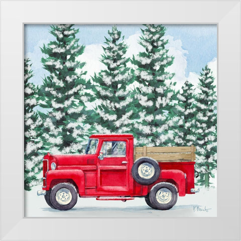 Winter Truck - Holiday White Modern Wood Framed Art Print by Brent, Paul