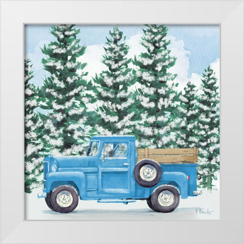 Blue Winter Truck White Modern Wood Framed Art Print by Brent, Paul