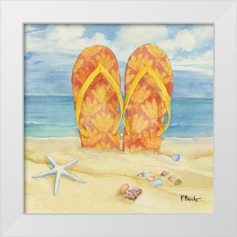 Toes in the Sand II White Modern Wood Framed Art Print by Brent, Paul