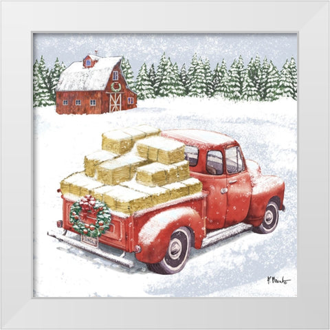 Holiday Winter Truck I White Modern Wood Framed Art Print by Brent, Paul