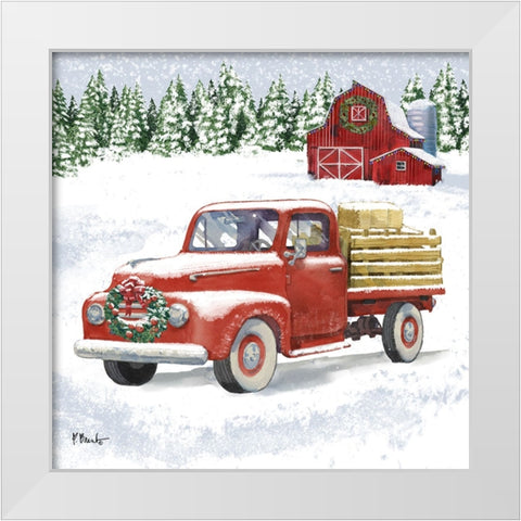 Holiday Winter Truck II White Modern Wood Framed Art Print by Brent, Paul