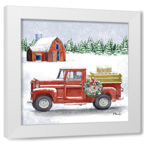 Holiday Winter Truck IV White Modern Wood Framed Art Print by Brent, Paul