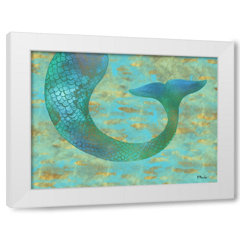 Viridian Mermaid White Modern Wood Framed Art Print by Brent, Paul
