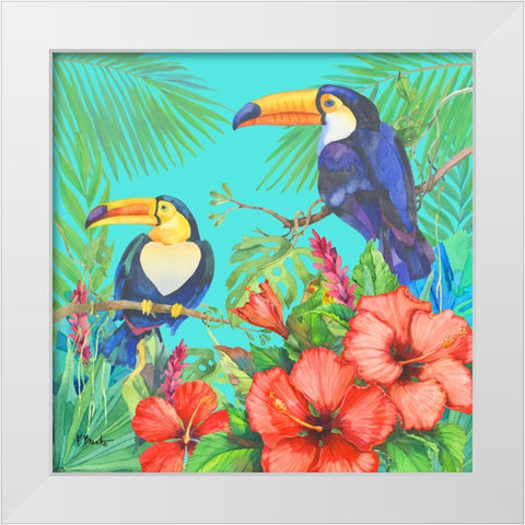 Tropical Fresh II - Aqua White Modern Wood Framed Art Print by Brent, Paul