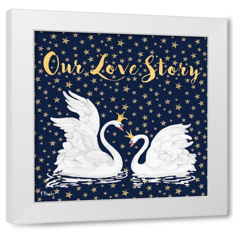 Swans and Stars White Modern Wood Framed Art Print by Brent, Paul