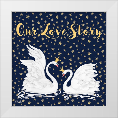 Swans and Stars White Modern Wood Framed Art Print by Brent, Paul