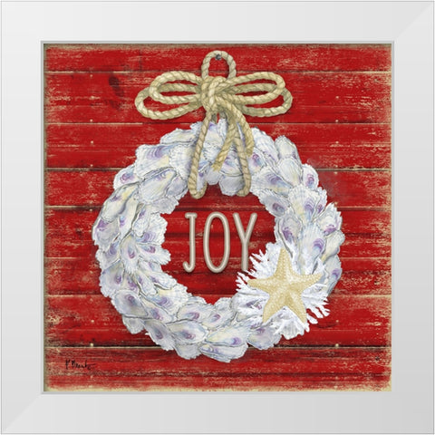 Oyster Wreath - Red White Modern Wood Framed Art Print by Brent, Paul