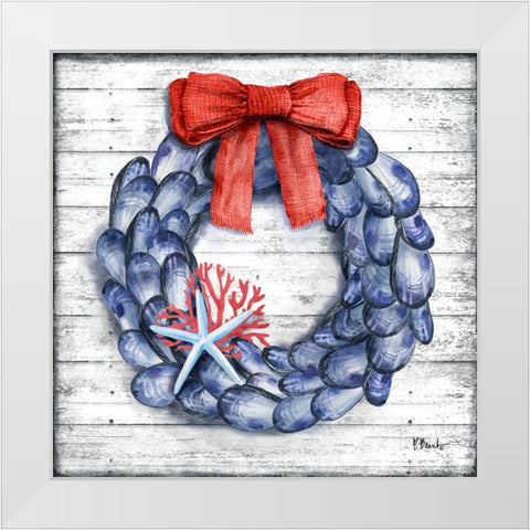Mussel Wreath White Modern Wood Framed Art Print by Brent, Paul